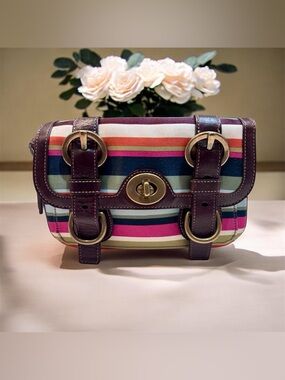 Coach LEGACY STRIPE Turnlock Clutch Wristlet - GARCIA Y2K